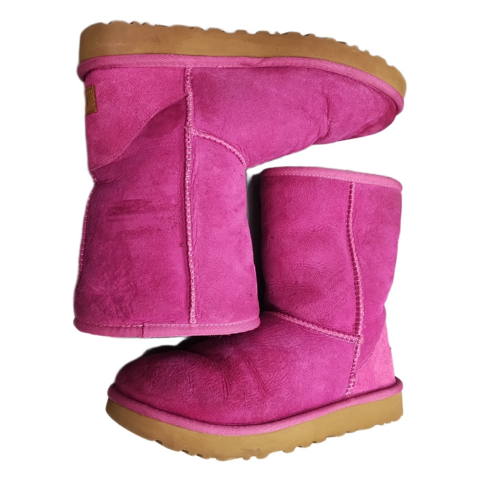 UGG Classic Short Winter Boots Women US 6M Pink Shearling Lined Mid-Calf 1016223